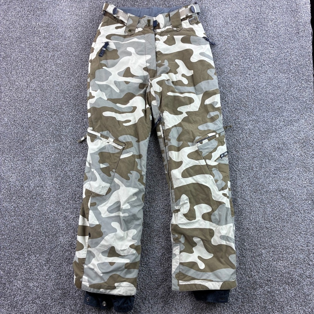 Ride Snow Pants Mens XS Cell Series Camo Green White Insulated Waterproof